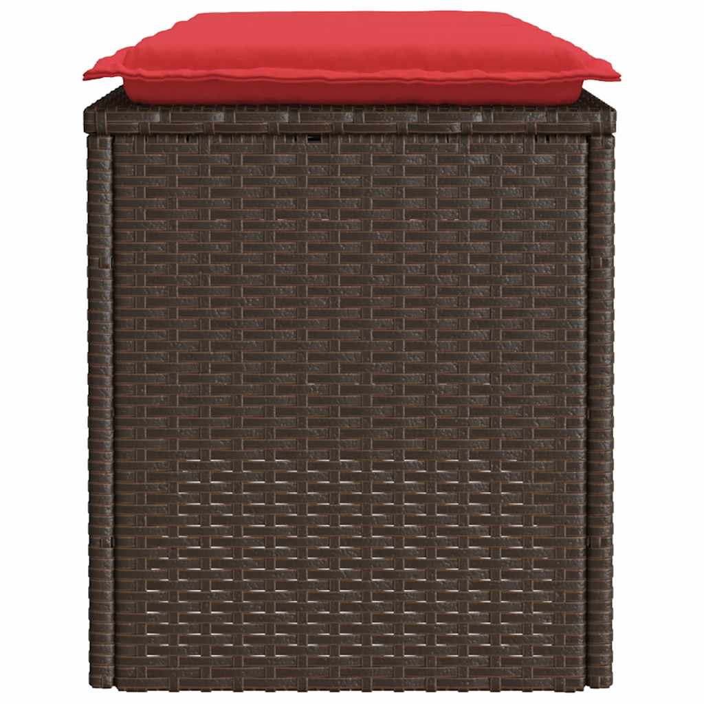 Πάγκος κήπου με μαξιλάρι καφέ 110x40x44 cm Poly Rattan - Pakobazaar