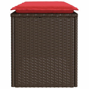 Πάγκος κήπου με μαξιλάρι καφέ 110x40x44 cm Poly Rattan - Pakobazaar