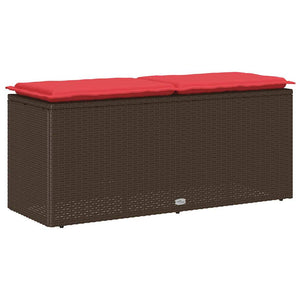 Πάγκος κήπου με μαξιλάρι καφέ 110x40x44 cm Poly Rattan - Pakobazaar