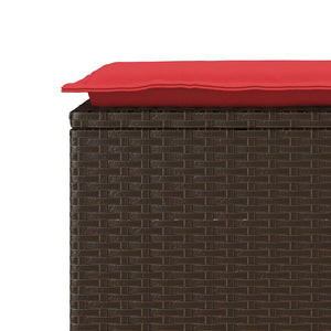 Πάγκος κήπου με μαξιλάρι καφέ 110x40x44 cm Poly Rattan - Pakobazaar