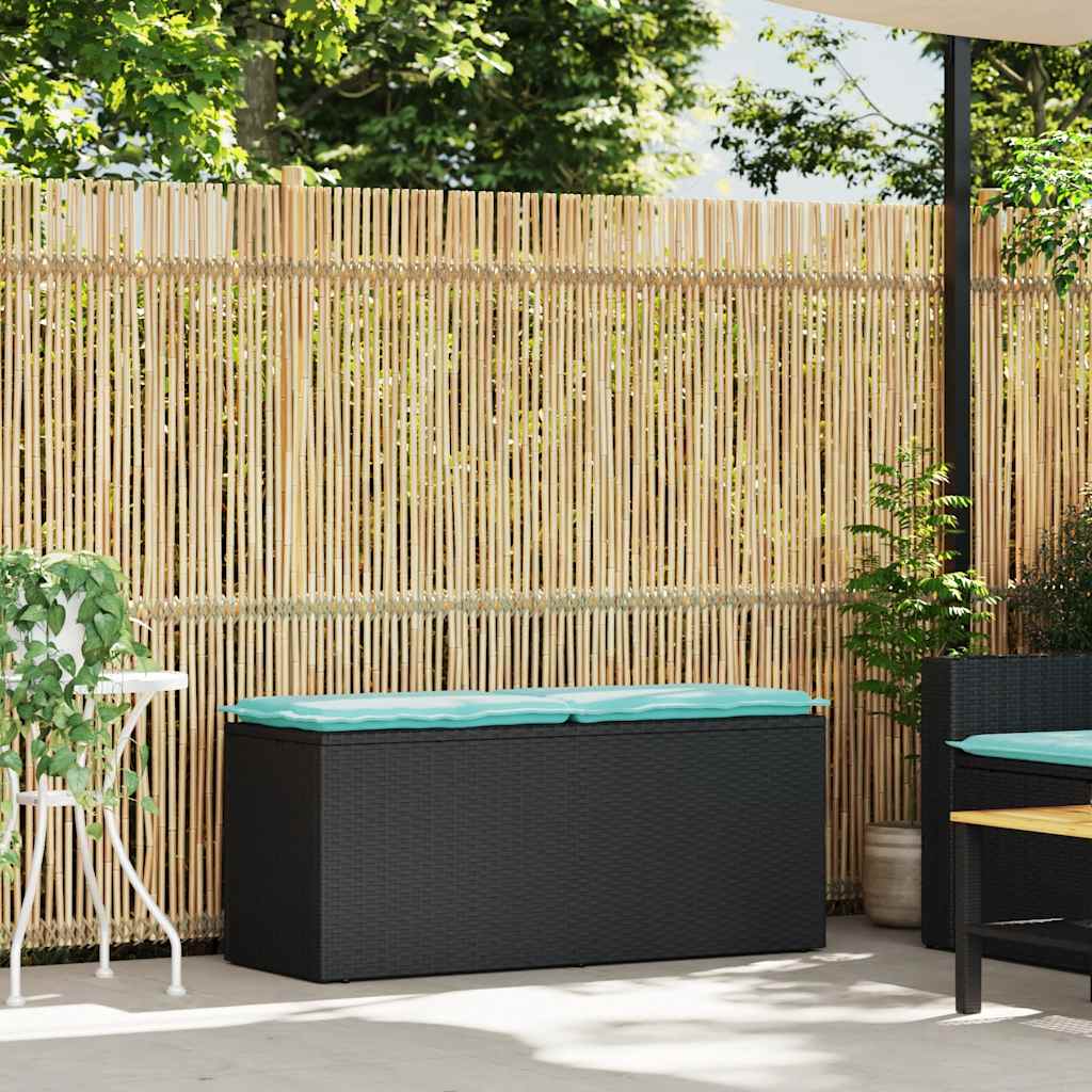 Πάγκος κήπου με μαξιλάρι Μαύρο 110x40x44 cm Poly Rattan - Pakobazaar