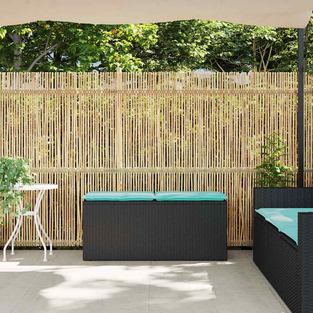 Πάγκος κήπου με μαξιλάρι Μαύρο 110x40x44 cm Poly Rattan - Pakobazaar