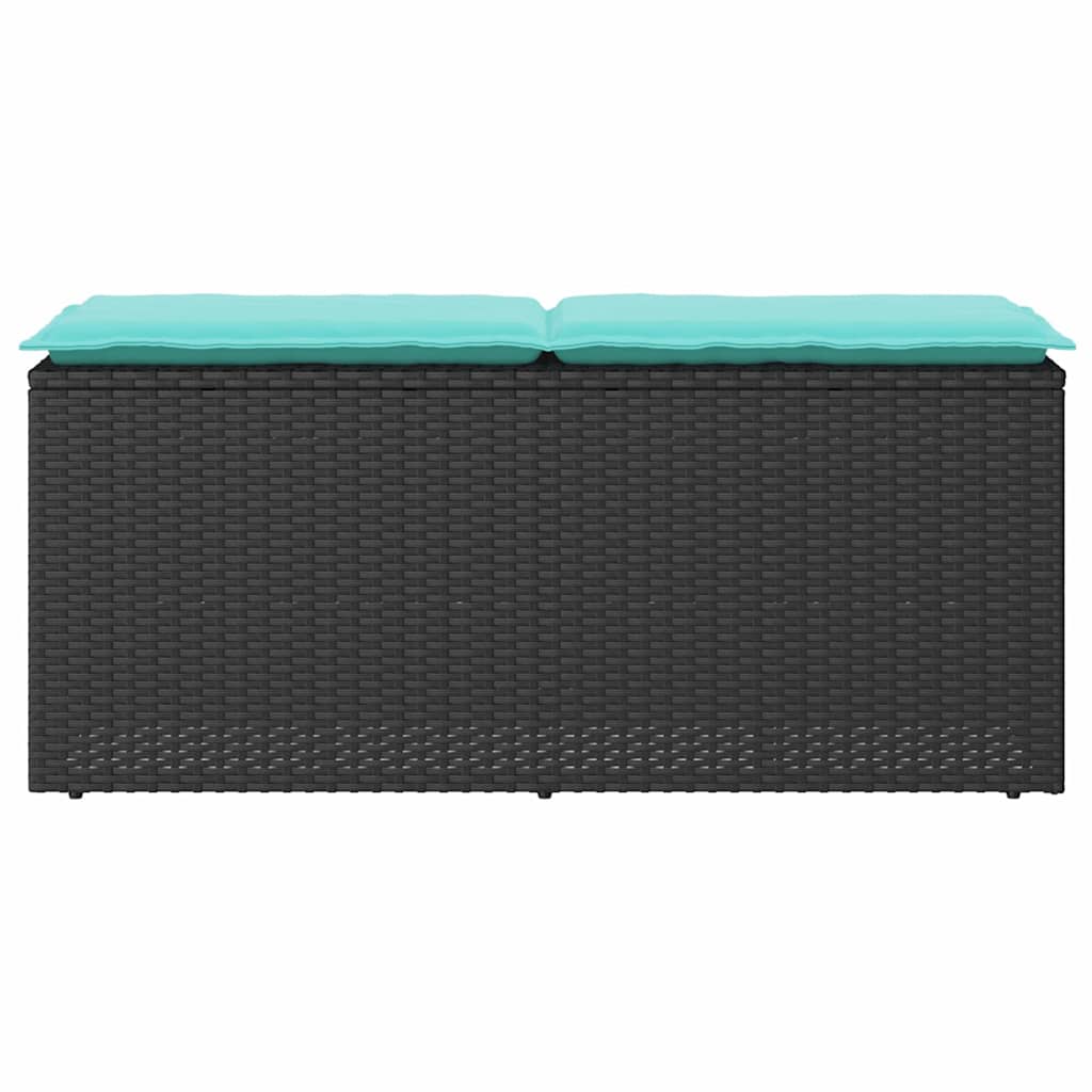 Πάγκος κήπου με μαξιλάρι Μαύρο 110x40x44 cm Poly Rattan - Pakobazaar
