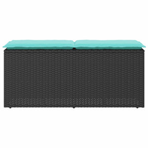 Πάγκος κήπου με μαξιλάρι Μαύρο 110x40x44 cm Poly Rattan - Pakobazaar