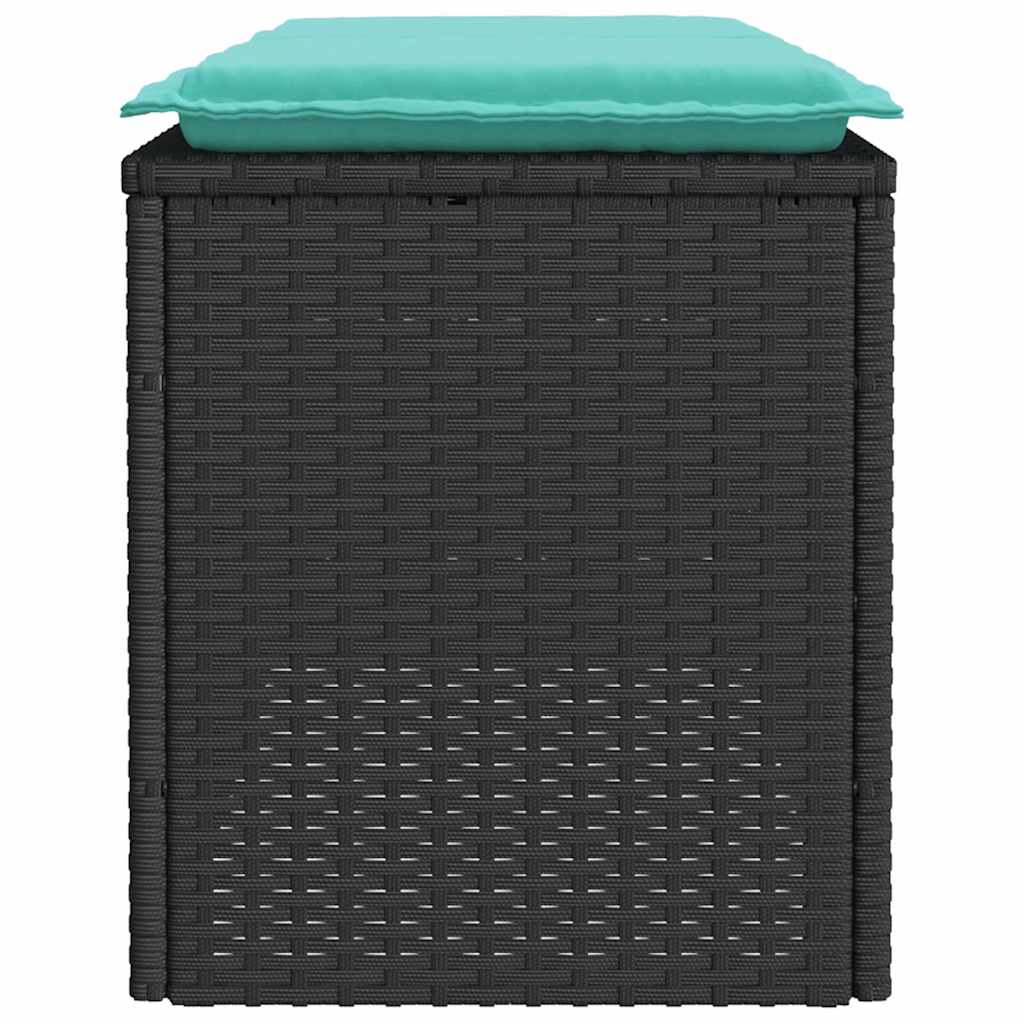 Πάγκος κήπου με μαξιλάρι Μαύρο 110x40x44 cm Poly Rattan - Pakobazaar