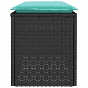 Πάγκος κήπου με μαξιλάρι Μαύρο 110x40x44 cm Poly Rattan - Pakobazaar