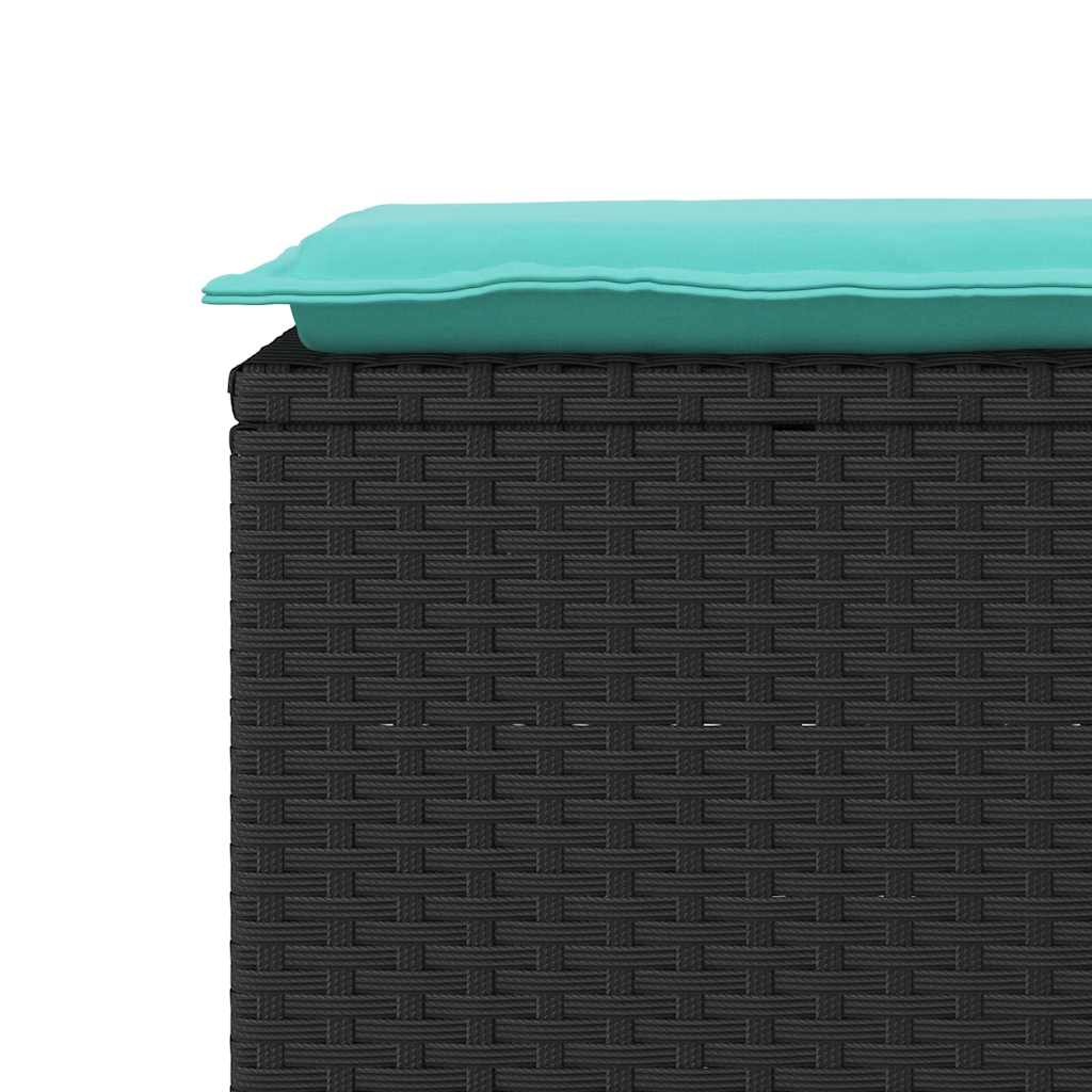 Πάγκος κήπου με μαξιλάρι Μαύρο 110x40x44 cm Poly Rattan - Pakobazaar