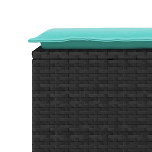 Πάγκος κήπου με μαξιλάρι Μαύρο 110x40x44 cm Poly Rattan - Pakobazaar