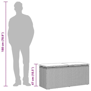 Πάγκος κήπου με μαξιλάρι Μαύρο 110x40x44 cm Poly Rattan - Pakobazaar