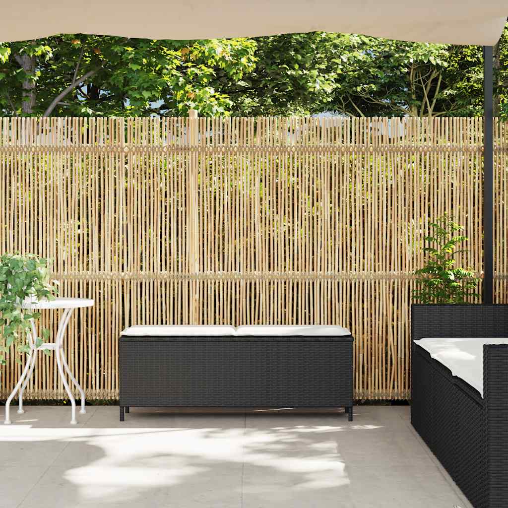 Πάγκος κήπου με μαξιλάρι Μαύρο 110x30x40,5 cm Poly Rattan