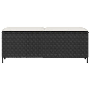 Πάγκος κήπου με μαξιλάρι Μαύρο 110x30x40,5 cm Poly Rattan