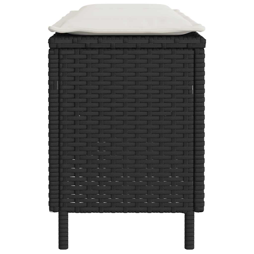 Πάγκος κήπου με μαξιλάρι Μαύρο 110x30x40,5 cm Poly Rattan