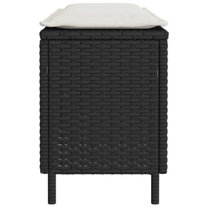 Πάγκος κήπου με μαξιλάρι Μαύρο 110x30x40,5 cm Poly Rattan