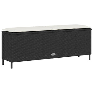 Πάγκος κήπου με μαξιλάρι Μαύρο 110x30x40,5 cm Poly Rattan