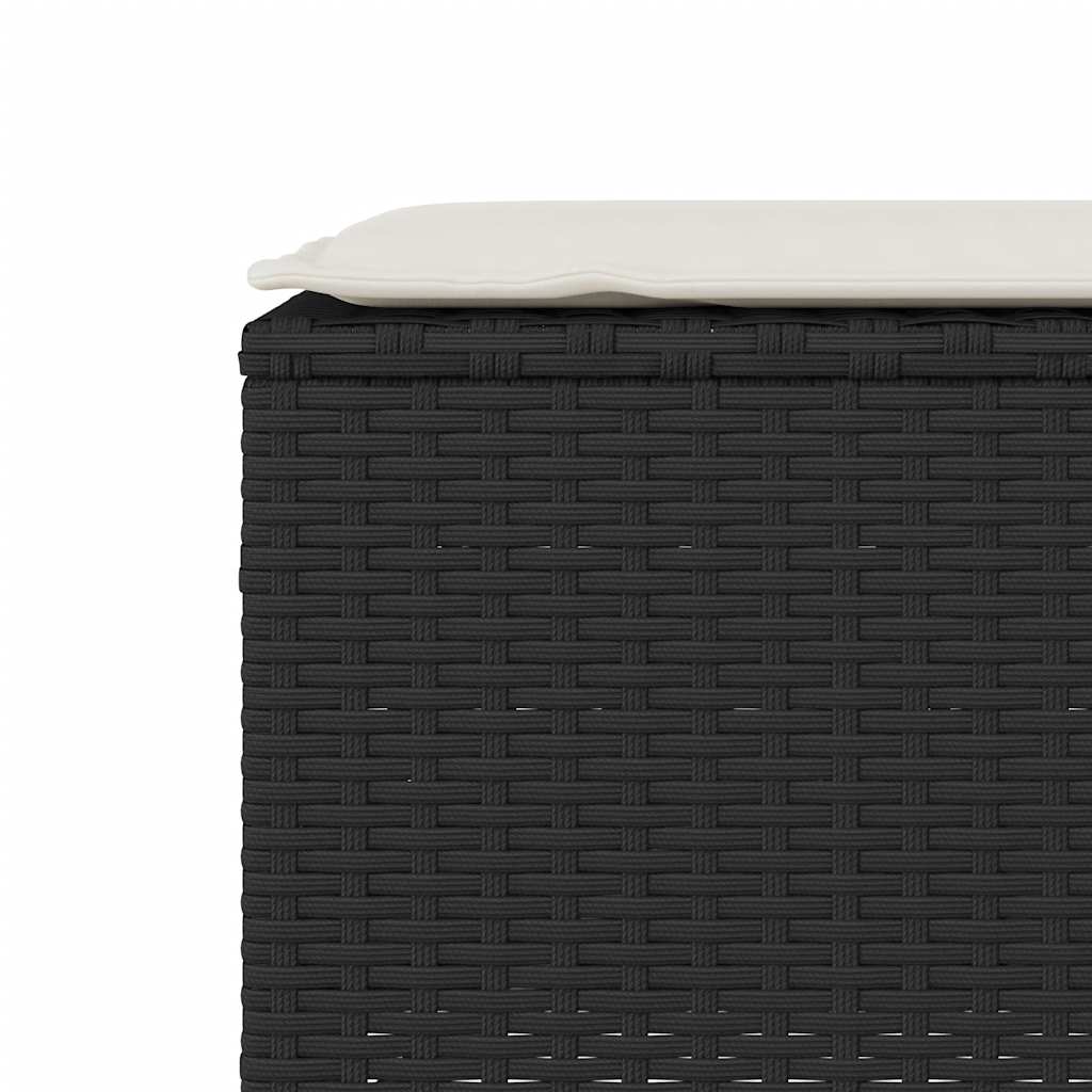 Πάγκος κήπου με μαξιλάρι Μαύρο 110x30x40,5 cm Poly Rattan