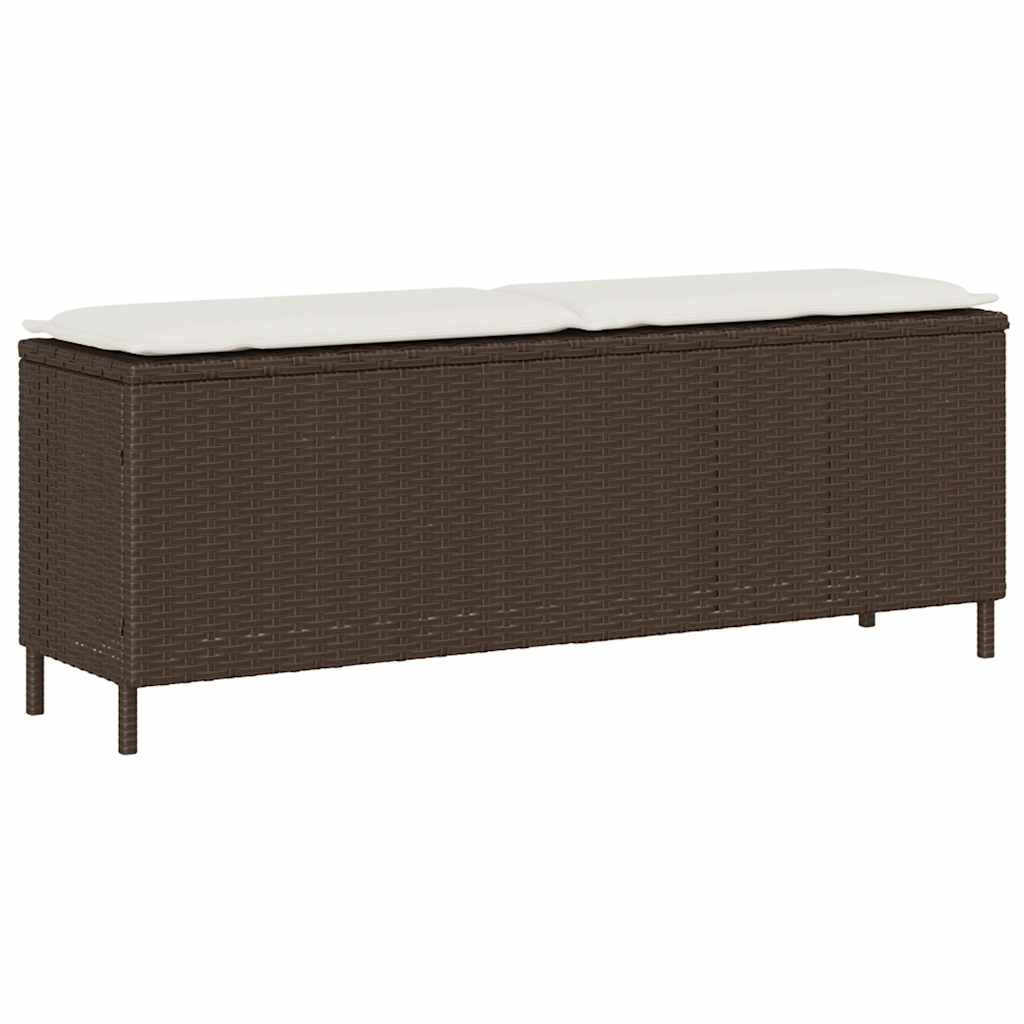 Πάγκος κήπου με μαξιλάρι καφέ 110x30x40,5 cm Poly Rattan
