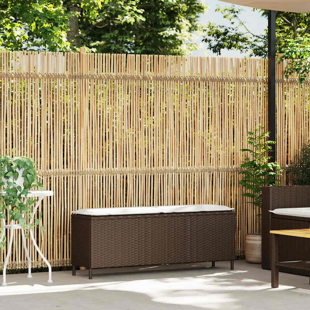 Πάγκος κήπου με μαξιλάρι καφέ 110x30x40,5 cm Poly Rattan