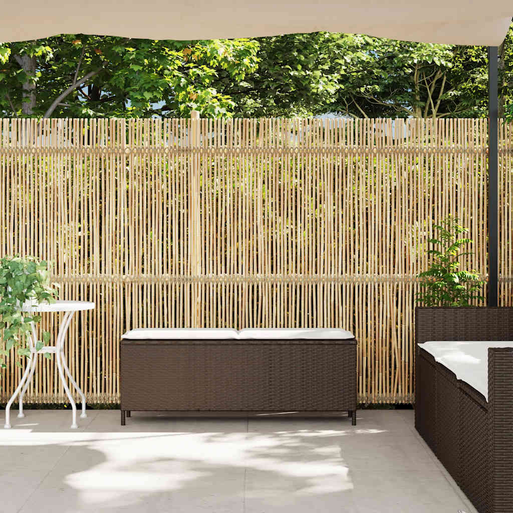 Πάγκος κήπου με μαξιλάρι καφέ 110x30x40,5 cm Poly Rattan