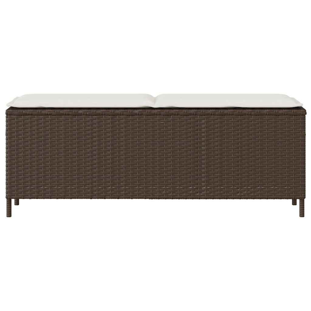 Πάγκος κήπου με μαξιλάρι καφέ 110x30x40,5 cm Poly Rattan