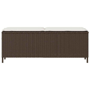Πάγκος κήπου με μαξιλάρι καφέ 110x30x40,5 cm Poly Rattan