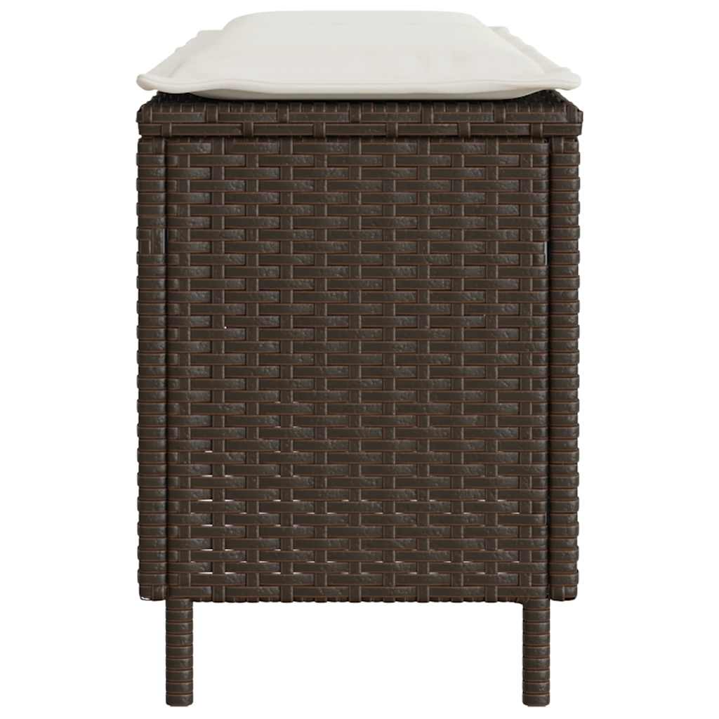 Πάγκος κήπου με μαξιλάρι καφέ 110x30x40,5 cm Poly Rattan