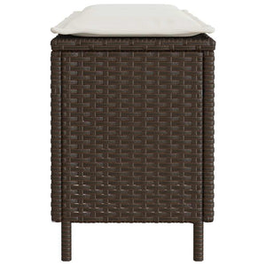 Πάγκος κήπου με μαξιλάρι καφέ 110x30x40,5 cm Poly Rattan
