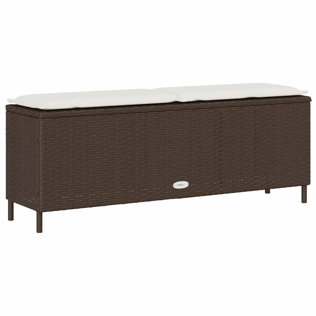 Πάγκος κήπου με μαξιλάρι καφέ 110x30x40,5 cm Poly Rattan
