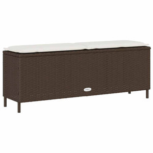 Πάγκος κήπου με μαξιλάρι καφέ 110x30x40,5 cm Poly Rattan