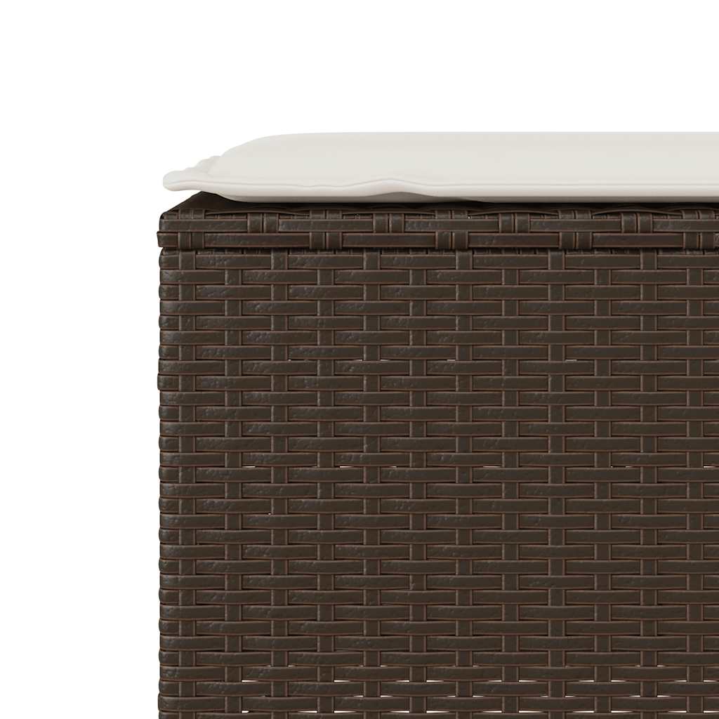 Πάγκος κήπου με μαξιλάρι καφέ 110x30x40,5 cm Poly Rattan