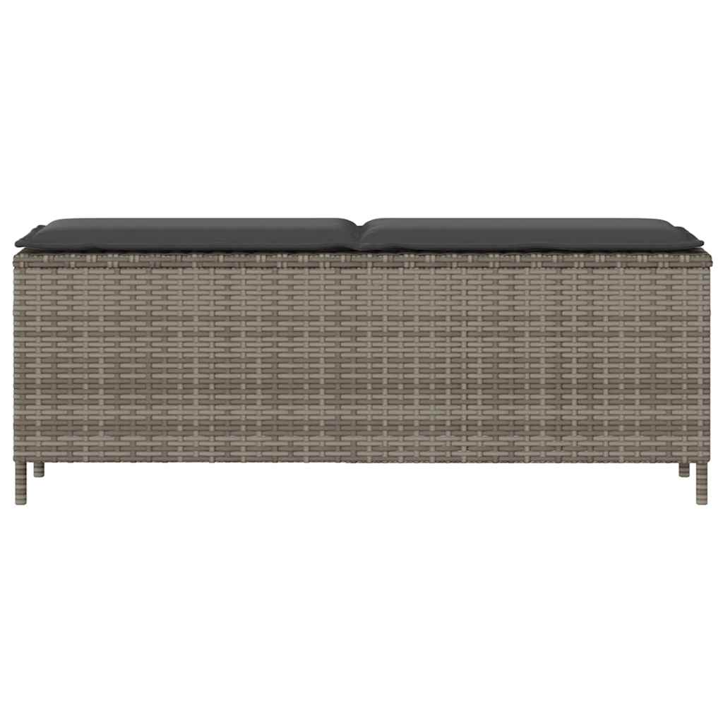 Πάγκος κήπου με μαξιλάρι γκρι 110x30x40,5 cm Poly Rattan - Pakobazaar