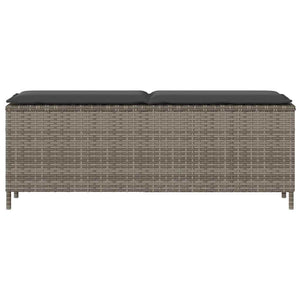 Πάγκος κήπου με μαξιλάρι γκρι 110x30x40,5 cm Poly Rattan - Pakobazaar