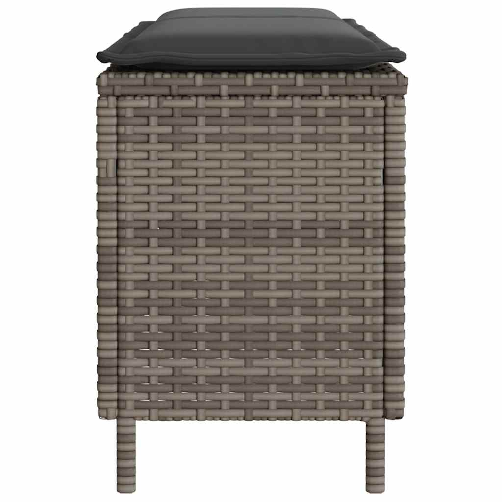 Πάγκος κήπου με μαξιλάρι γκρι 110x30x40,5 cm Poly Rattan - Pakobazaar