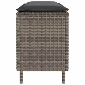 Πάγκος κήπου με μαξιλάρι γκρι 110x30x40,5 cm Poly Rattan - Pakobazaar