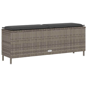 Πάγκος κήπου με μαξιλάρι γκρι 110x30x40,5 cm Poly Rattan - Pakobazaar
