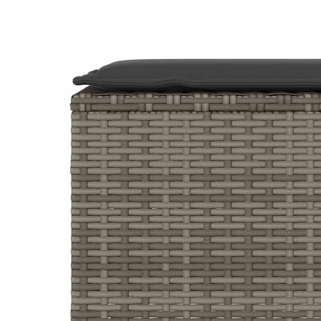 Πάγκος κήπου με μαξιλάρι γκρι 110x30x40,5 cm Poly Rattan - Pakobazaar
