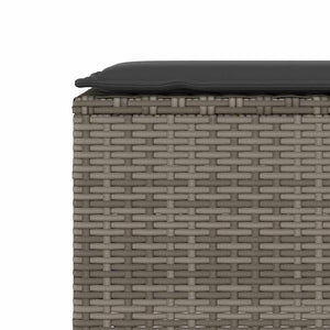 Πάγκος κήπου με μαξιλάρι γκρι 110x30x40,5 cm Poly Rattan - Pakobazaar