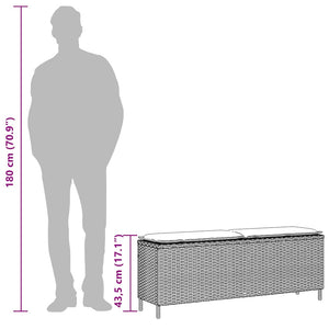 Πάγκος κήπου με μαξιλάρι γκρι 110x30x40,5 cm Poly Rattan - Pakobazaar