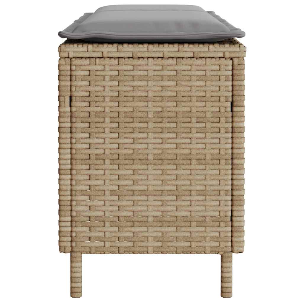 Παγκάκι Κήπου με Μαξιλάρι Μπεζ 110x30x40,5 εκ. από Συνθετικό Ρατάν - Pakobazaar