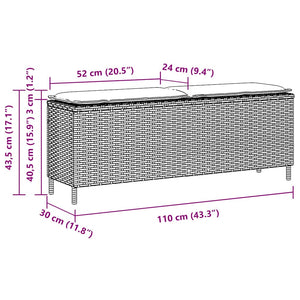Παγκάκι Κήπου με Μαξιλάρι Μπεζ 110x30x40,5 εκ. από Συνθετικό Ρατάν - Pakobazaar