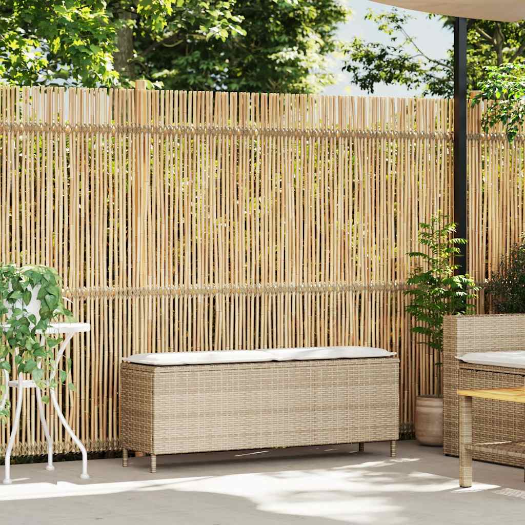 Παγκάκι Κήπου με Μαξιλάρι Μπεζ 110x30x40,5 εκ. από Συνθετικό Ρατάν - Pakobazaar