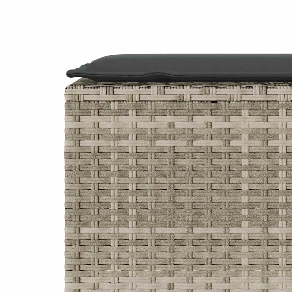Παγκάκι Κήπου με Μαξιλάρι Ανοιχτό Γκρι 110x30x40,5 εκ. από Συνθετικό Ρατάν - Pakobazaar