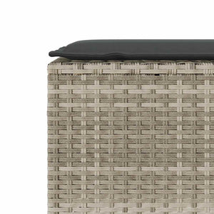 Παγκάκι Κήπου με Μαξιλάρι Ανοιχτό Γκρι 110x30x40,5 εκ. από Συνθετικό Ρατάν - Pakobazaar
