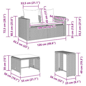 5 τεμαχίων σετ καναπέδες κήπου με μαξιλάρια Stackable μαύρο