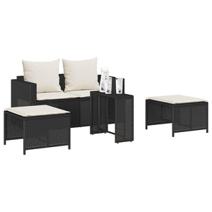 5 τεμαχίων σετ καναπέδες κήπου με μαξιλάρια Stackable μαύρο
