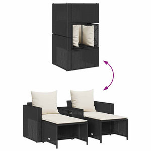 5 τεμαχίων σετ καναπέδες κήπου με μαξιλάρια Stackable μαύρο