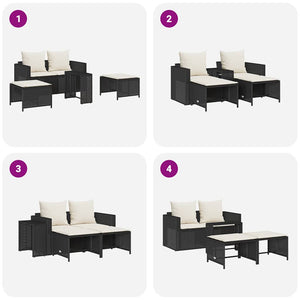 5 τεμαχίων σετ καναπέδες κήπου με μαξιλάρια Stackable μαύρο