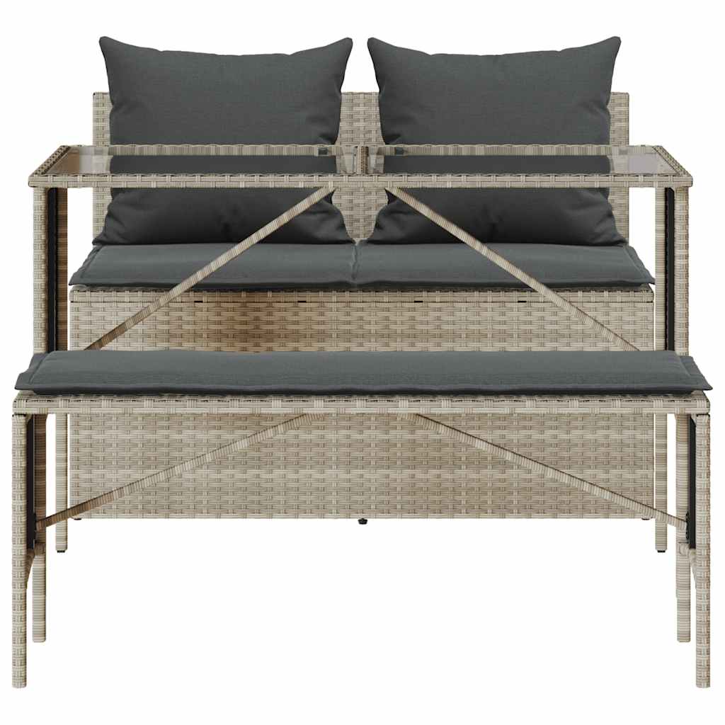 Σετ Τραπεζαρίας Κήπου 3 τεμ. Αν. Γκρι Συνθ. Ρατάν με Μαξιλάρια