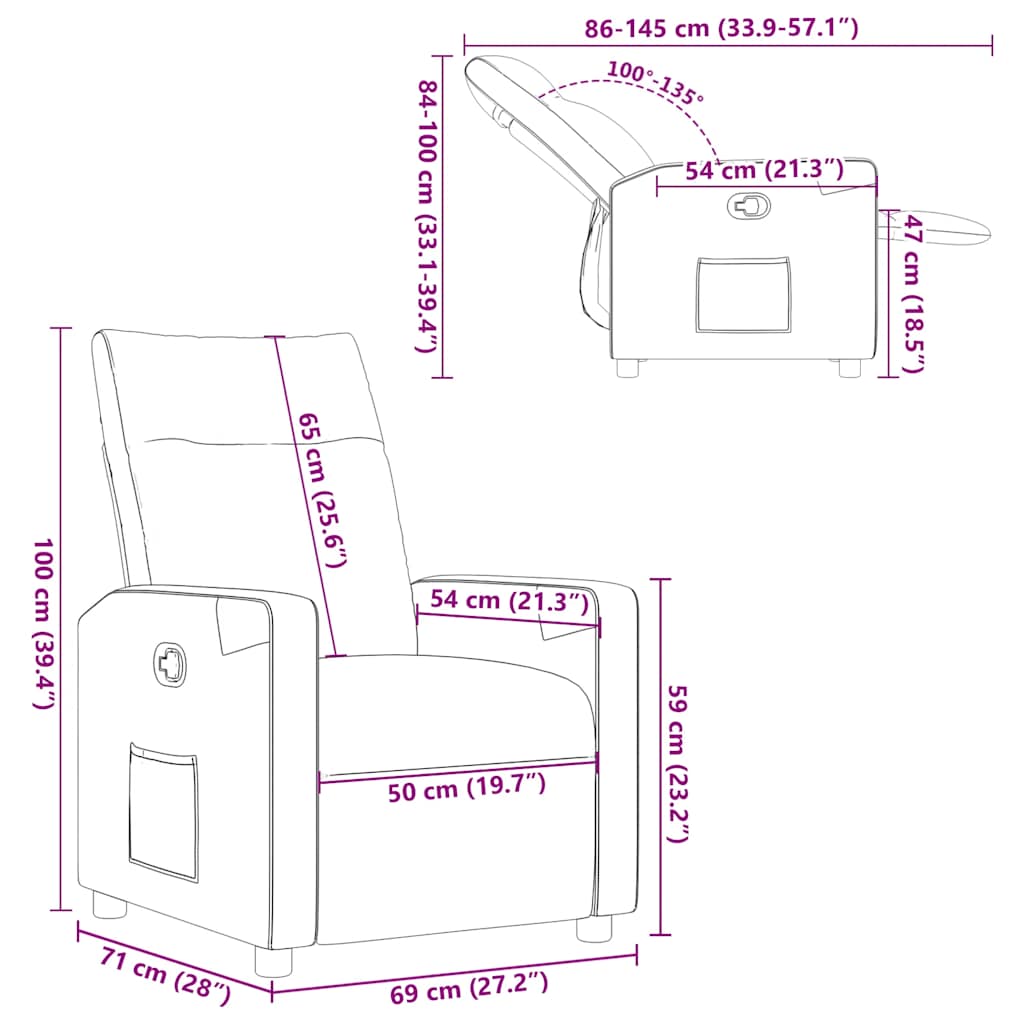Ανακλινόμενη καρέκλα Γκρι σύννεφο Ύφασμα - Pakobazaar