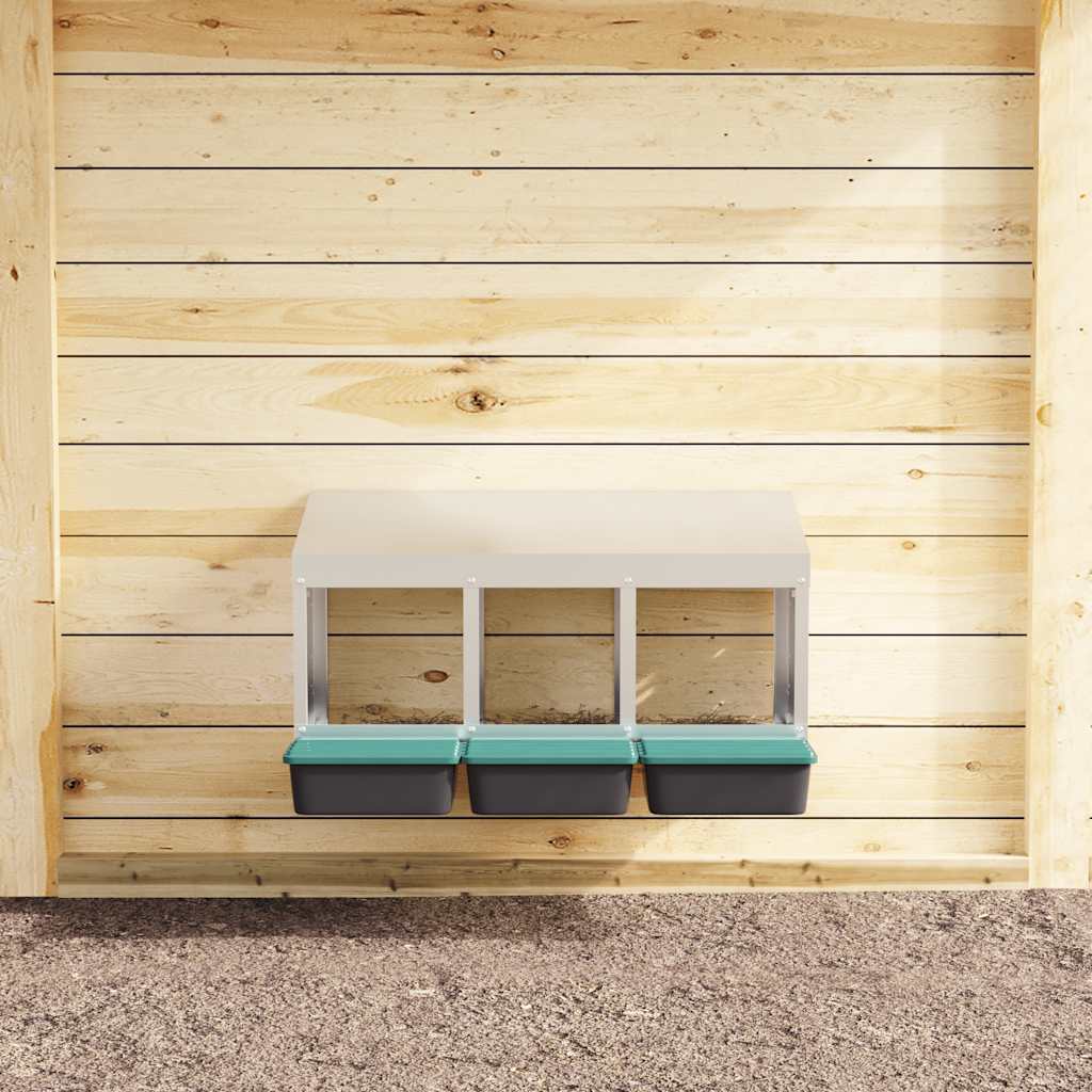 Κουτί Φωλιάς Κοτόπουλων με 3 Θέσεις, Επιτοίχιο από Γαλβανισμένο Ατσάλι