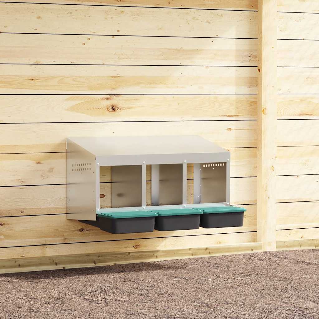 Κουτί Φωλιάς Κοτόπουλων με 3 Θέσεις, Επιτοίχιο από Γαλβανισμένο Ατσάλι